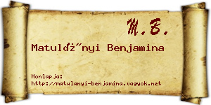 Matulányi Benjamina névjegykártya